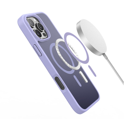 Прозрачный матовый чехол с рамками фиолетового цвета (Light Purple) и с MagSafe от Dux Ducis для iPhone 16 Pro Max, серия Yind Series Case