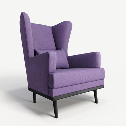 Мягкое кресло с ушами Фантазёр D-9 (Фиолетовый) на высоких ножках, для отдыха и чтения книг. В гостиную, балкон, спальню и переговорную комнату.