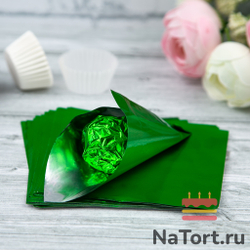 Фольга оберточная для конфет Зеленая 10x10 см, 100 шт.