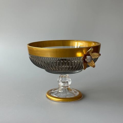 Конфетница, фруктовница "Цветок Востока" на ножке. Турция (золотистый)