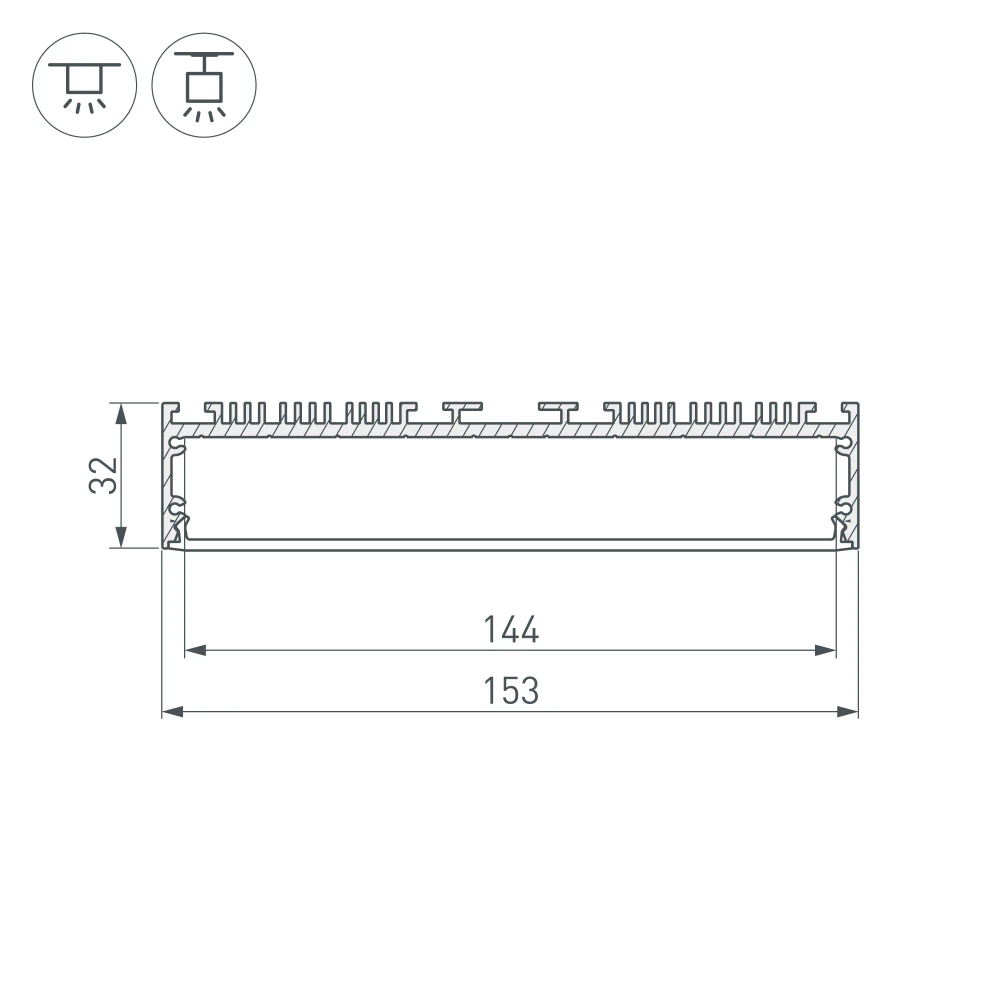 Профиль ARH-POWER-W150-2000 ANOD (Arlight, Алюминий) 036368