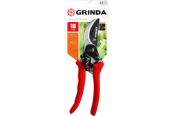 GRINDA  G-11, 210 мм, лезвия из углеродистой стали, закалены, тефлоновое покрытие, алюминиевые рукоятки, плоскостной секатор (8-423001)