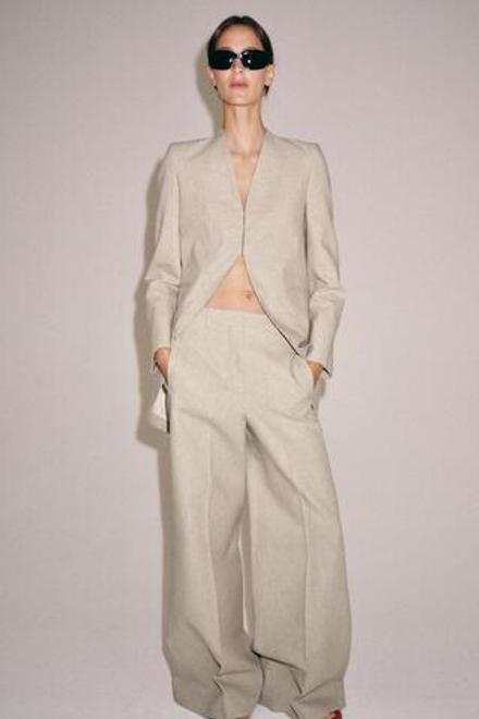 ZARA БРЮКИ В ПОЛОСКУ — ZW COLLECTION, ПЕСОЧНЫЙ МЕЛАНЖ