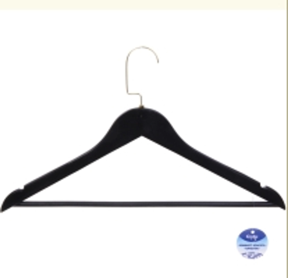 Плечики деревянные с выемками 1шт «ДОМания», цвет черный, поворотный крючок, 44*25см (Селфи)