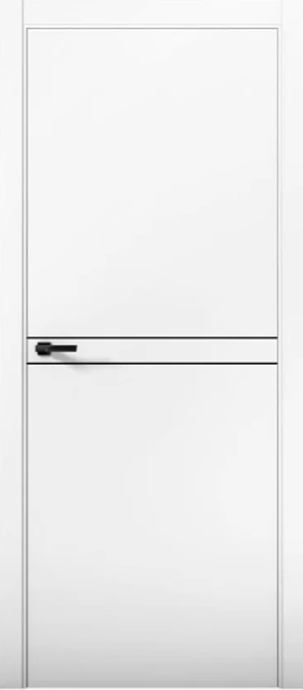 Межкомнатная дверь Turen Becker Fox 9 (черный молдинг, черная алюминиевая кромка, черный замок Apecs) Белый матовый