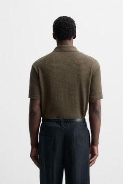 ZARA ПОЛО С ГЕОМЕТРИЧЕСКИМ УЗОРОМ, КОРИЧНЕВЫЙ