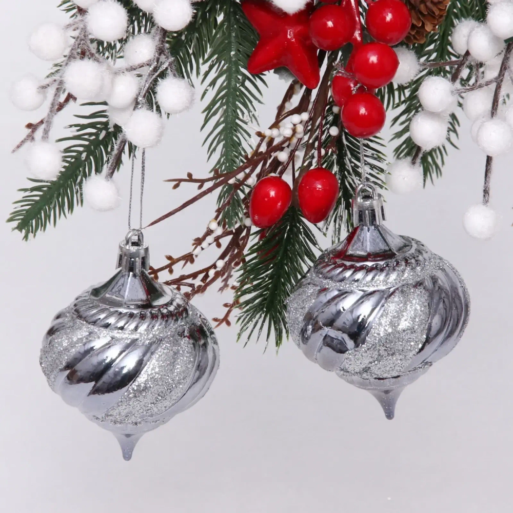 Ёлочные игрушки «Волшебная юла» 6 см (набор 2 шт), Графит