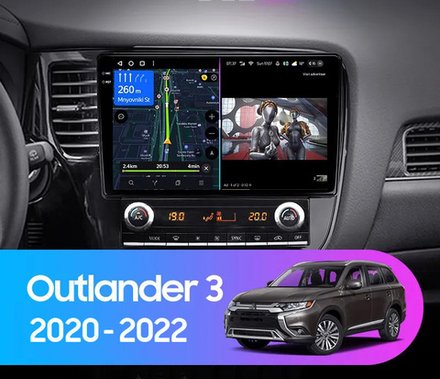 Магнитола Mitsubishi Outlander 3 2019-2022 (прямоугольный климат) - Carmedia OL-1573 QLed+2K, Android 12, TS10,  CarPlay, 4G SIM-слот