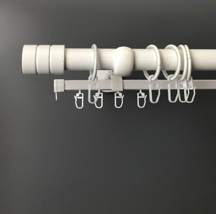 Карниз кованый "Ост Цилиндр-II" d25 мм двухрядный со второй направляющей, цвет белый