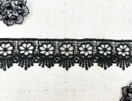 Кружево плетеное, ш. 4 см, чёрный
