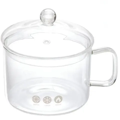 Кастрюля из боросиликатного стекла 1,5л «Хай-Тек» со стеклянной ручкой