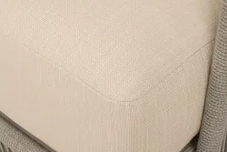 "Альбано" диван 3-местный плетеный из роупа, каркас алюминий светло-серый (RAL7035) муар, роуп серый меланж круглый, ткань Mossle светло-бежевая