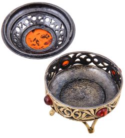 Народные промыслы AM-3787 Шкатулка «Царская» (латунь, янтарь)