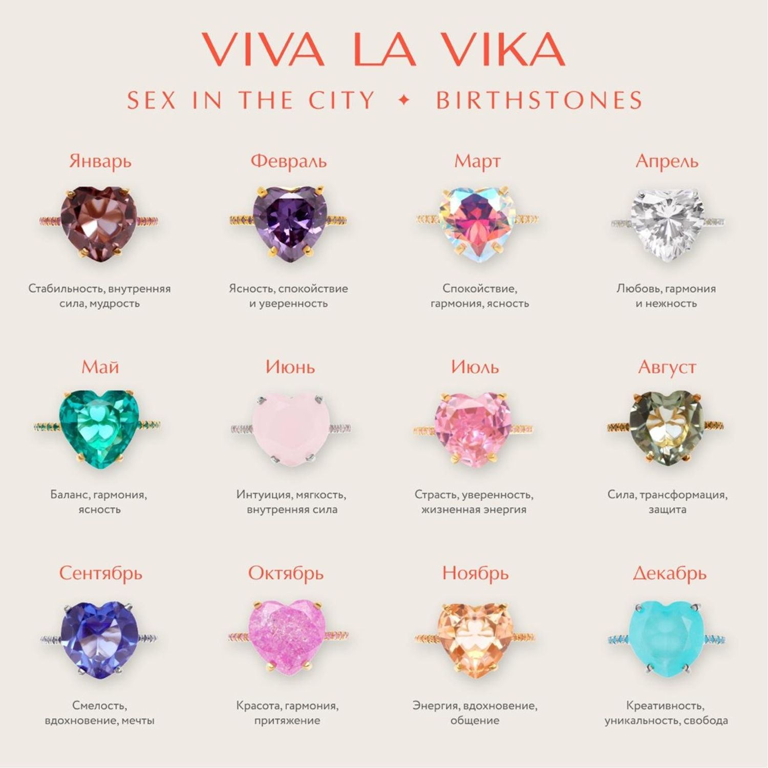 Кольцо Секс в Большом Городе – Золотое лавандовое, Апрель