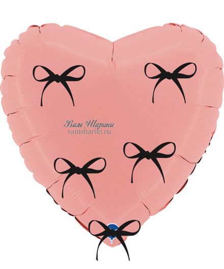 Шар с гелием "Сердце с бантиками" 46 см