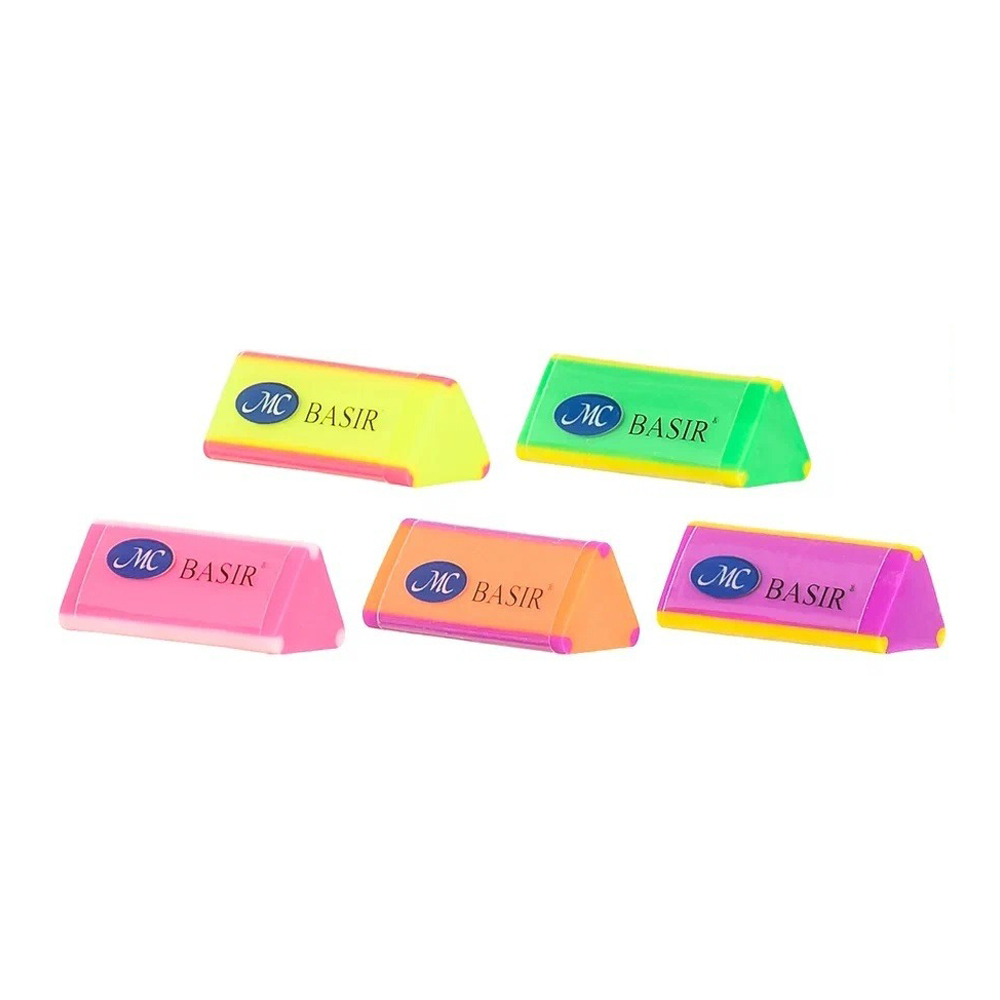 Ластик Basir, треугольная форма, 5 цветов корпуса с цветными вставками по бокам, размер 3.8*1.5 см