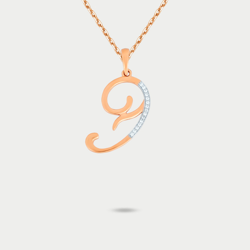 Подвеска-буква "Э" из розового золота 585 пробы со вставкой из фианитов женская (арт. 75421)