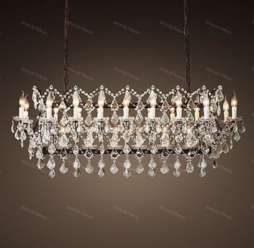 Люстра 19TH C. ROCOCO IRON & CLEAR CRYSTAL RECTANGULAR Restoration Hardware 68290140