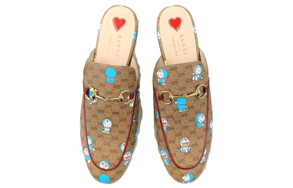 Doraemon x GUCCI Princetown Casual Shoes Women"s Brown