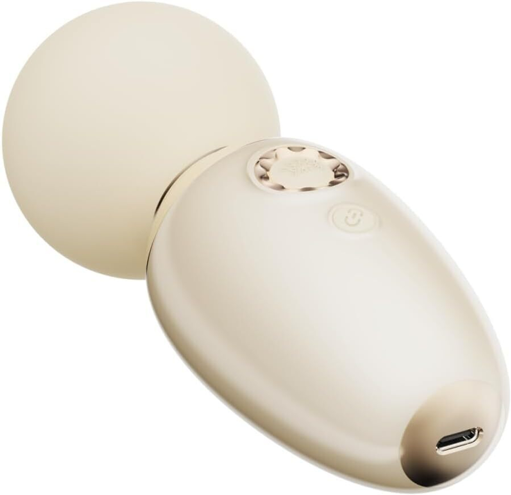 Бежевый мини-вибратор с функцией нагрева Ava (Цвет: молочный)