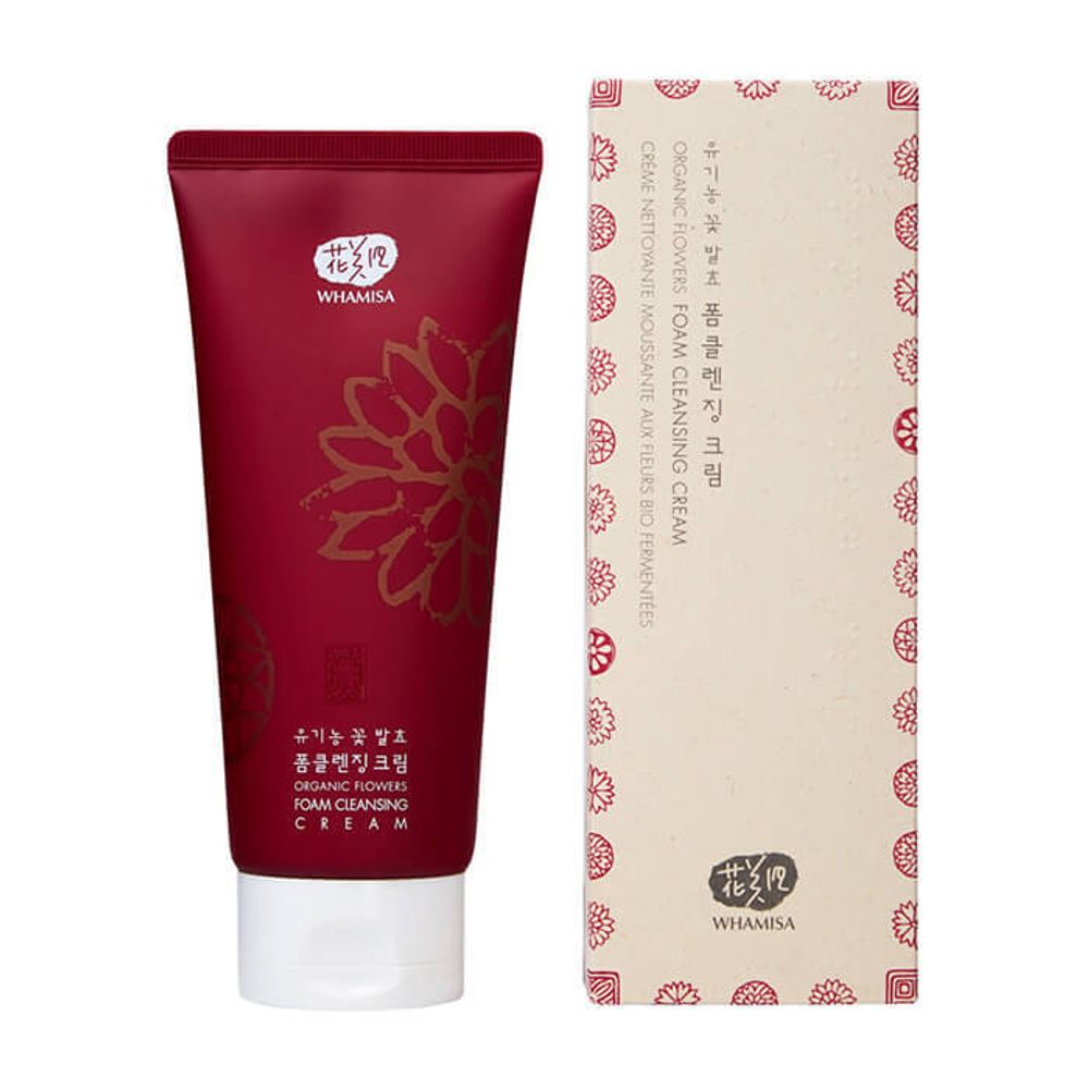 Пенка для умывания с ферментами цветов Whamisa Organic Flowers Foam Cleansing Cream, 200 мл