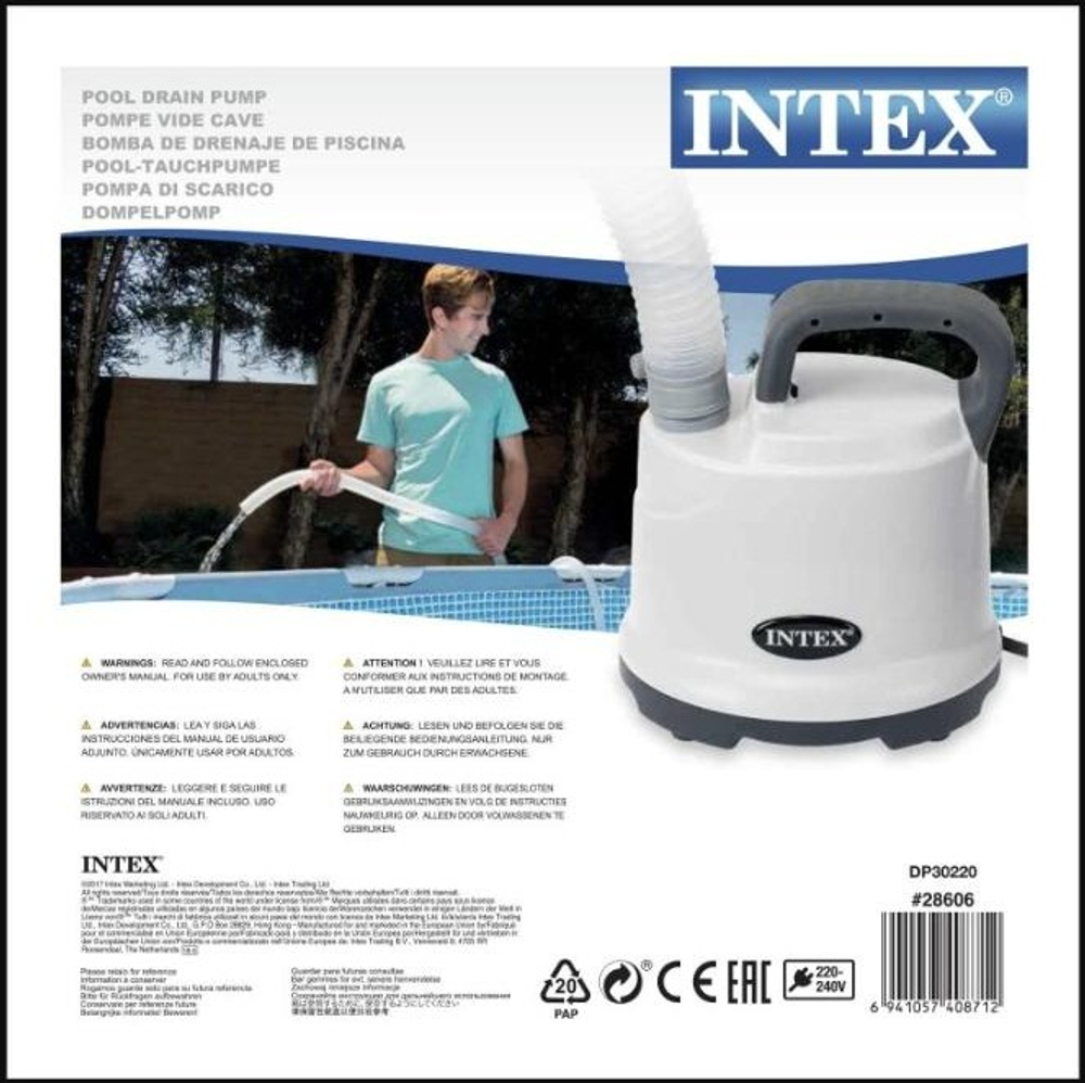 Дренажный насос для откачки воды из бассейна Intex 28606, погружной, 3595 л/ч