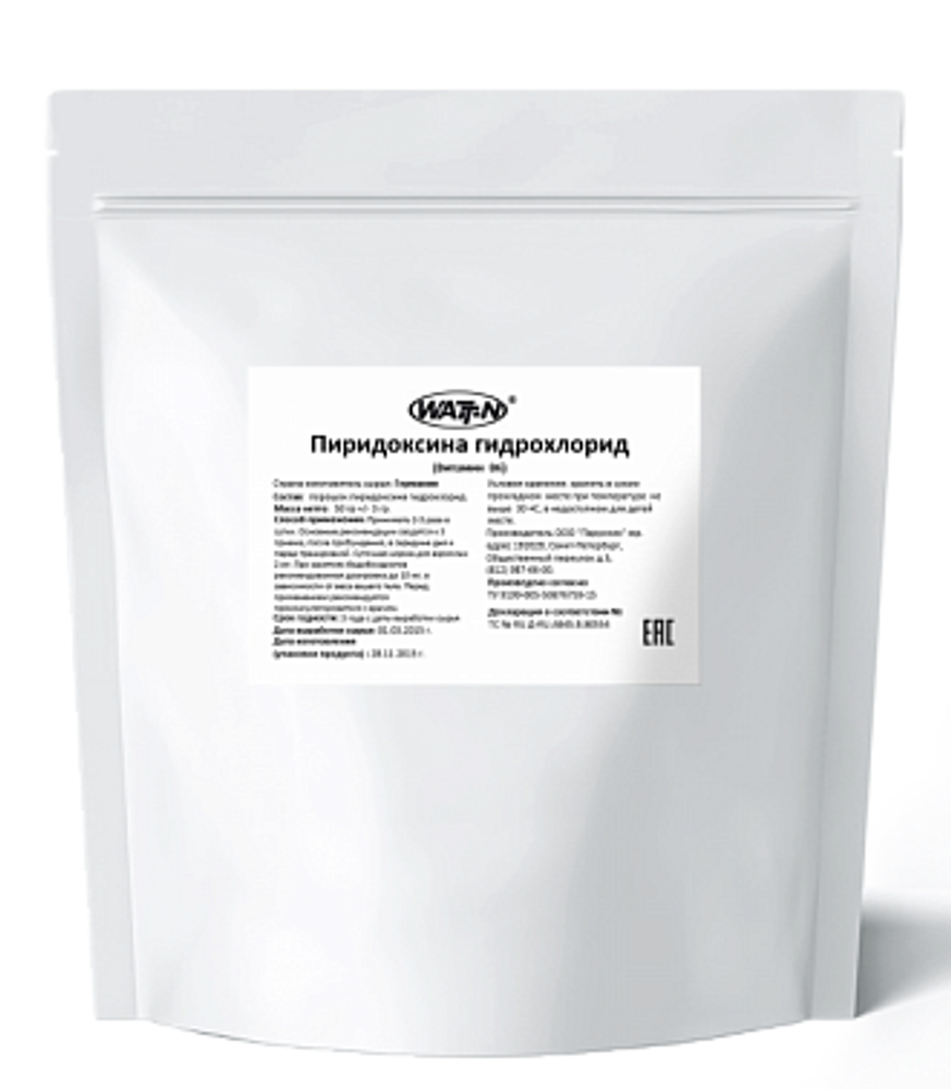 Watt Nutrition В6 (Пиридоксина гидрохлорид) В6-Pyridoxine Hydrochloride, натуральный вкус, 0,05 кг