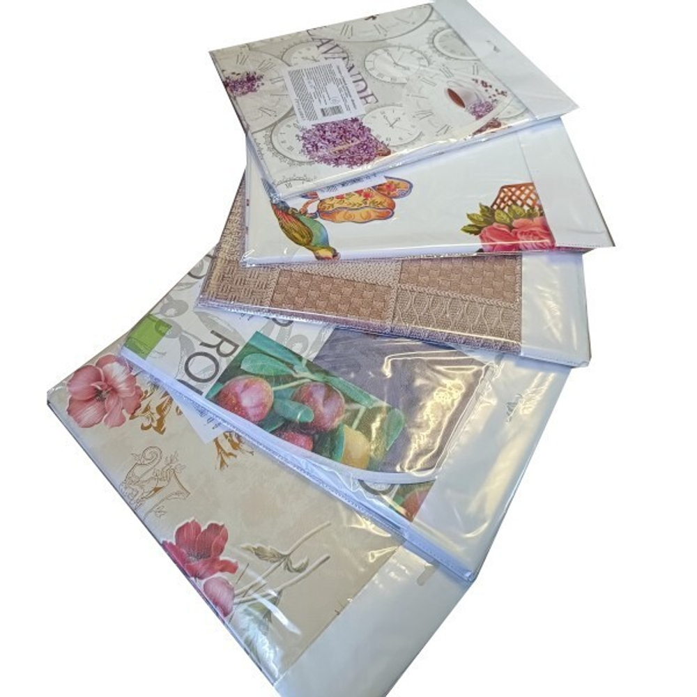 Скатерть МАЖОР с бейкой 135*110 неткан.основа с ПВХ покрытием Микс расцветок