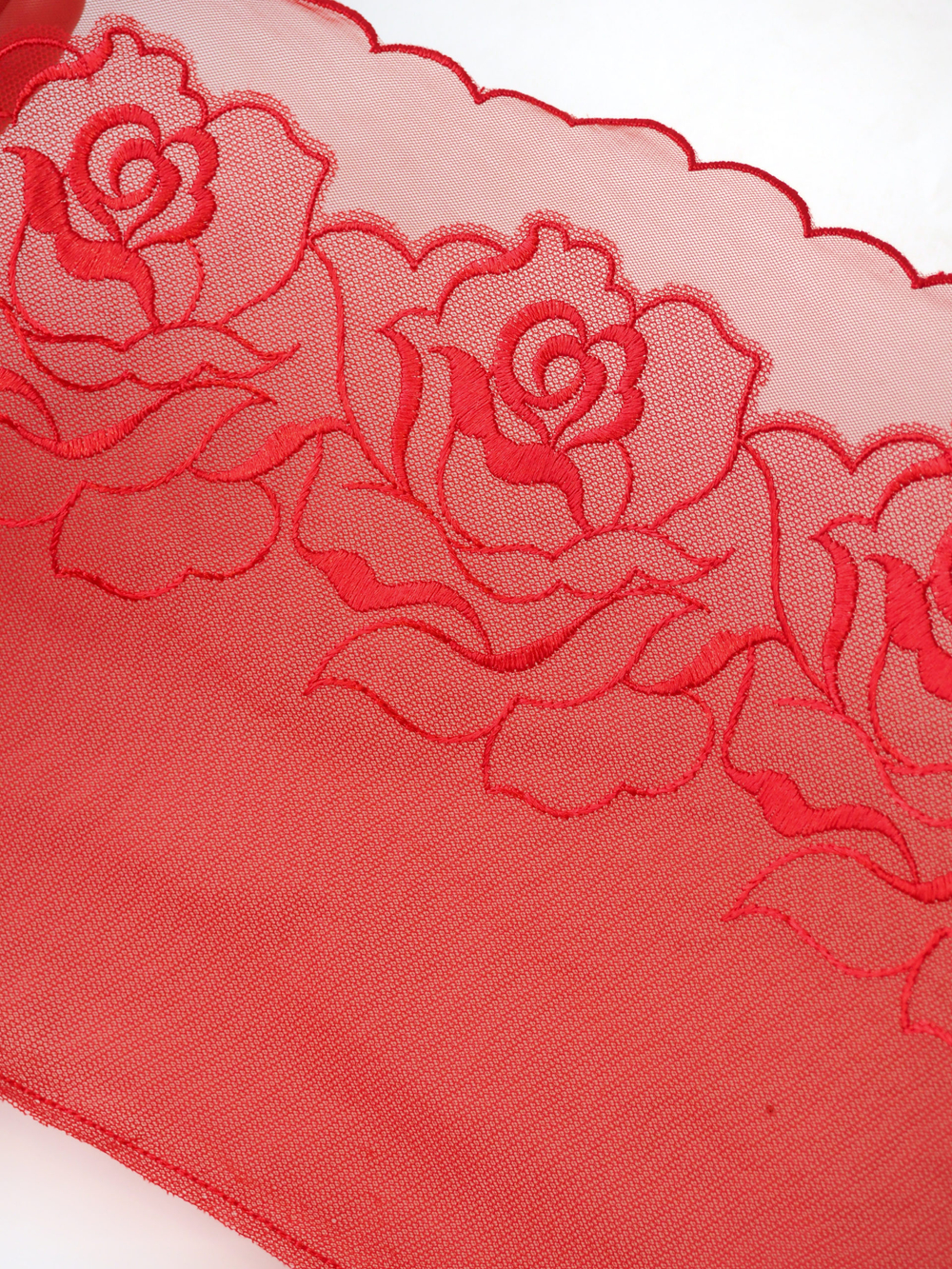 Вышивка на сетке красная ширина 19 см ОТРЕЗ 0,4 м