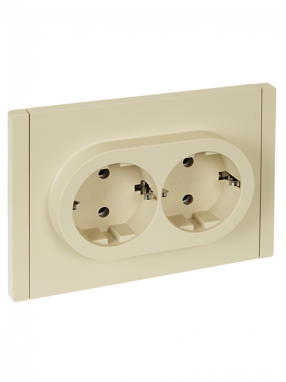 FORTE&PIANO Розетка 2-местная с заземлением с защитными шторками безвинтовое крепление 16А FP423 ваниль IEK
