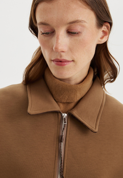 Свитшот на молнии с воротником из вельвета