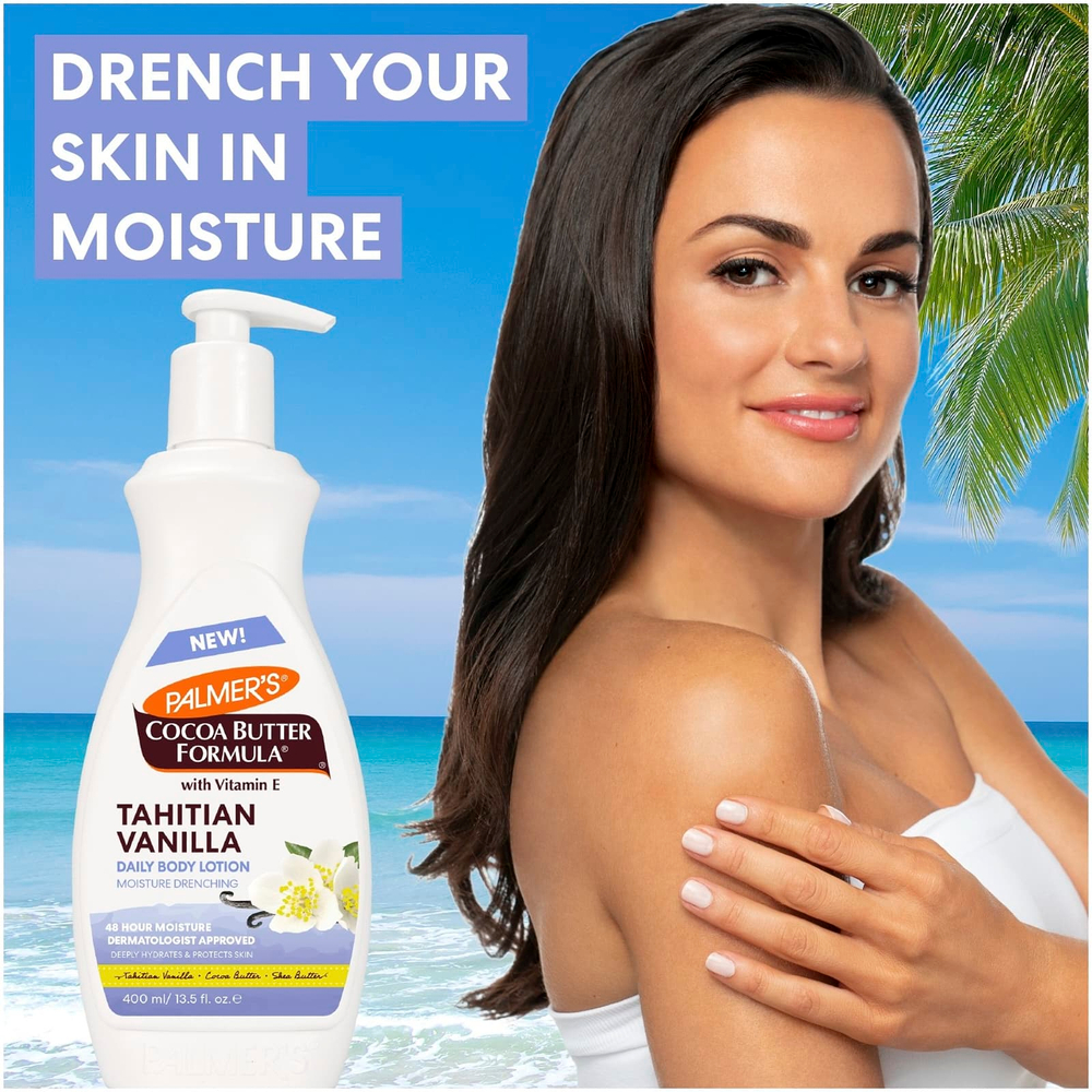 Palmer's, Cocoa Butter Formula® с витамином E, лосьон для тела для ежедневного применения, таитянская ваниль, 400 мл (13,5 жидк. унции)