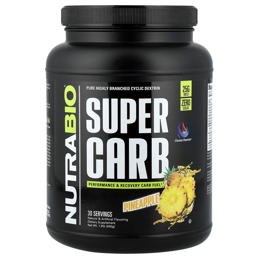 NutraBio, Super Carb, ананас, 840 г (1,9 фунта)