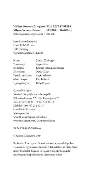 Seçmə hekayələr. Vilyam Somerset Moem