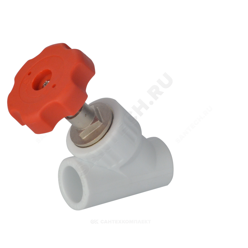 Клапан (вентиль) PP-R запорный белый Дн 25х45гр внутренняя пайка VALFEX 10174025