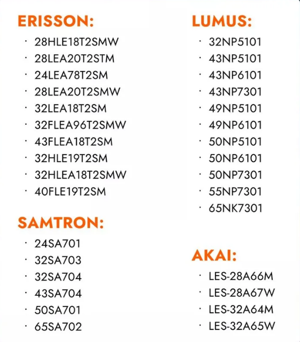 Пульт для телевизоров ПДУ HAMBER AKAI POLAR SHIVAKI Lumus Erisson Nesons Polarline Straus Polar Samtron Shivaki 2200-EDR0xxxx HOB1540