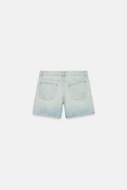 ZARA ДЖИНСОВЫЕ ШОРТЫ TRF СО СРЕДНЕЙ ПОСАДКОЙ, ГОЛУБОЙ