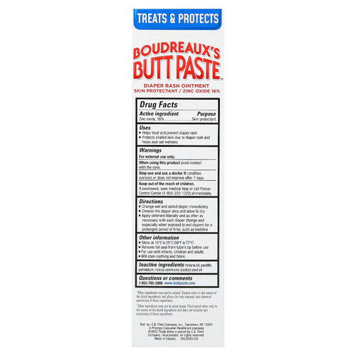 Boudreaux's Butt Paste, мазь от опрелостей, для чувствительной кожи, без отдушки, 113 г (4 унции)