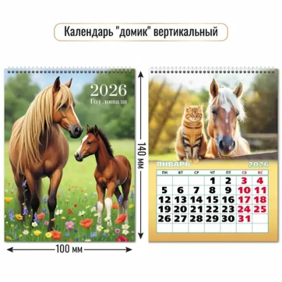 Календарь-домик вертикальный 2026 символ года Лучшие друзья