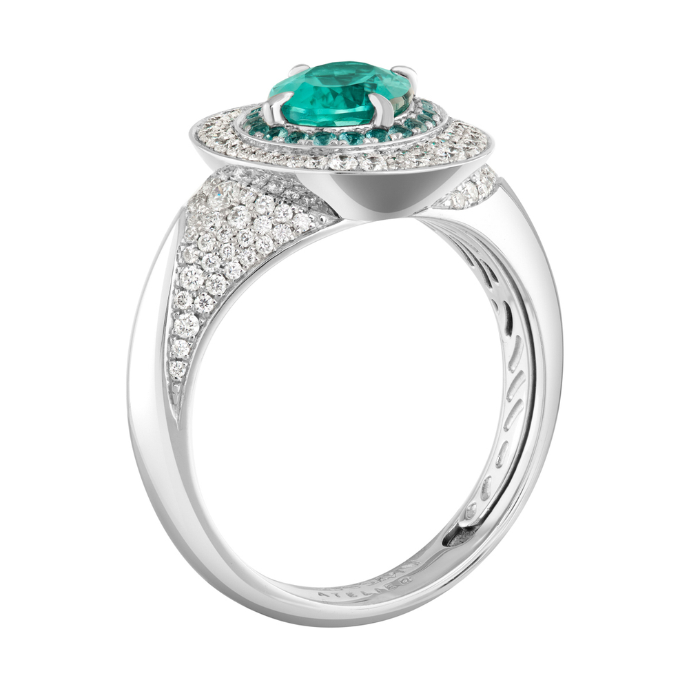 Кольцо с Турмалином Параиба и Бриллиантами, R0146-0/1