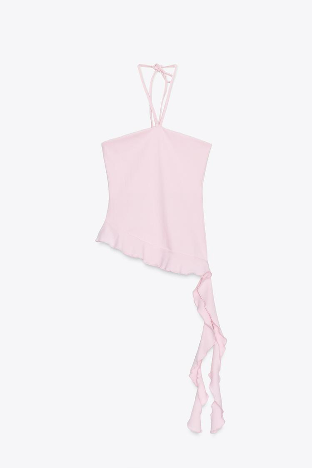 ZARA ТОП С ВОЛАНАМИ, РОЗОВЫЙ