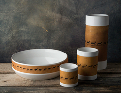 Малыя фарфоровая пиала для завтрака с берестой. Коллекция Christmas (Рождество или Олени)