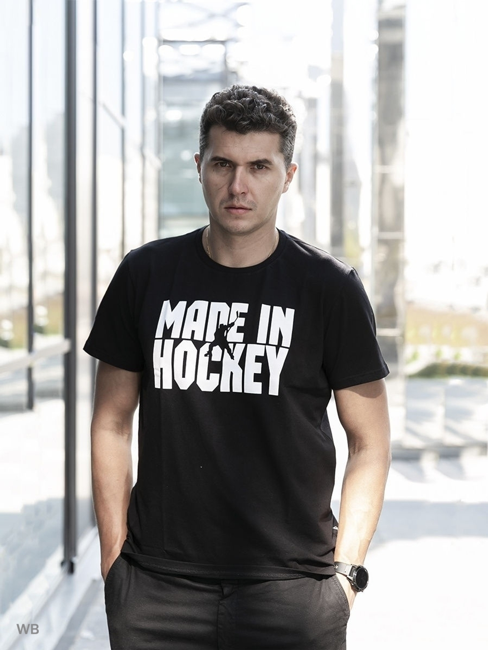 Мужская футболка черная "Made In Hockey"