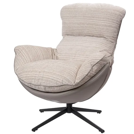 Кресло Hugo, серый шенилл в полоску, серая экокожа