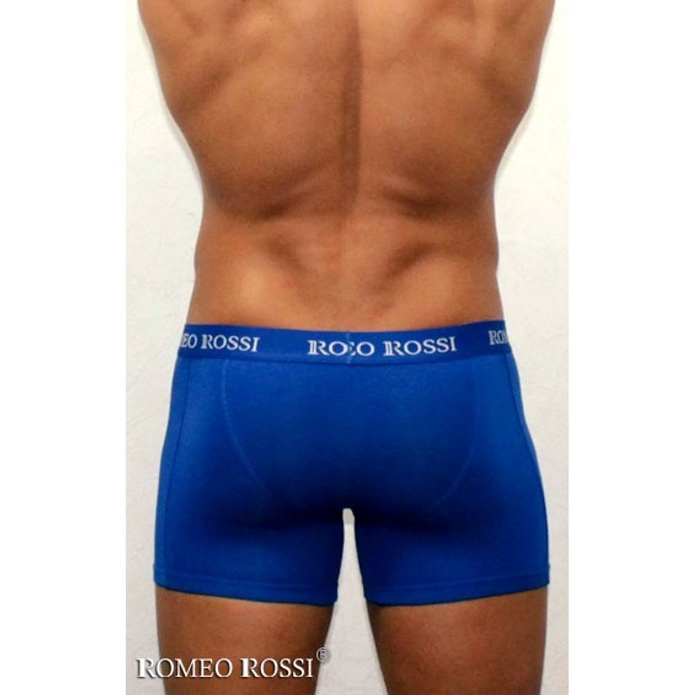 Мужские трусы боксеры удлиненные c резинкой Romeo Rossi синие RR7001-09