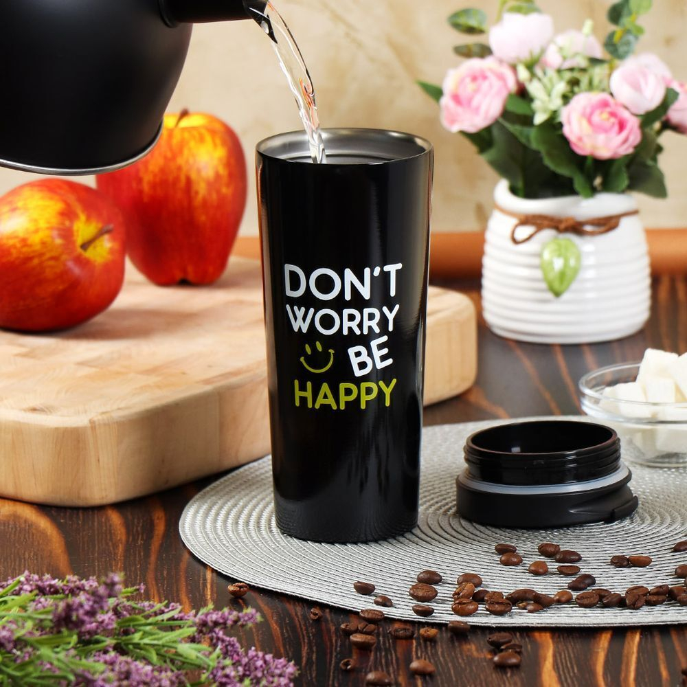 Термокружка нерж, 0.45 л, Daniks, чер, SL-NT014E-BLK-logo2