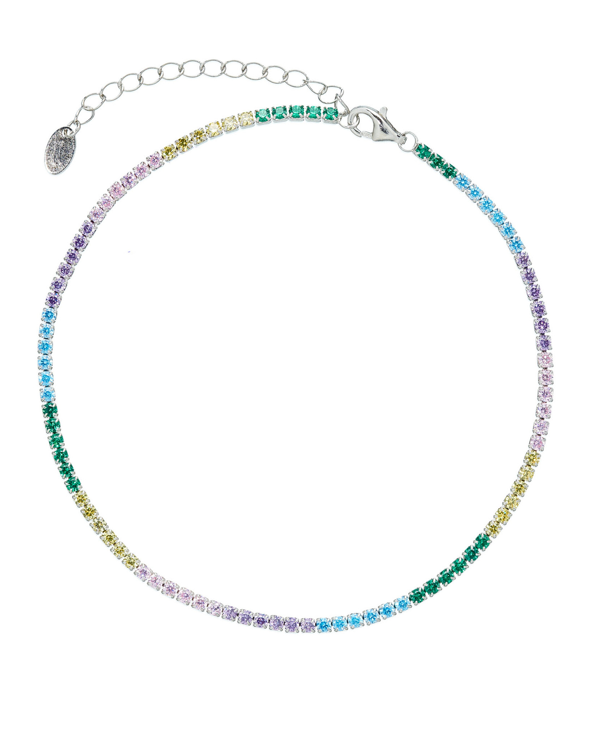 Браслет на ногу, полоса цветных цирконов