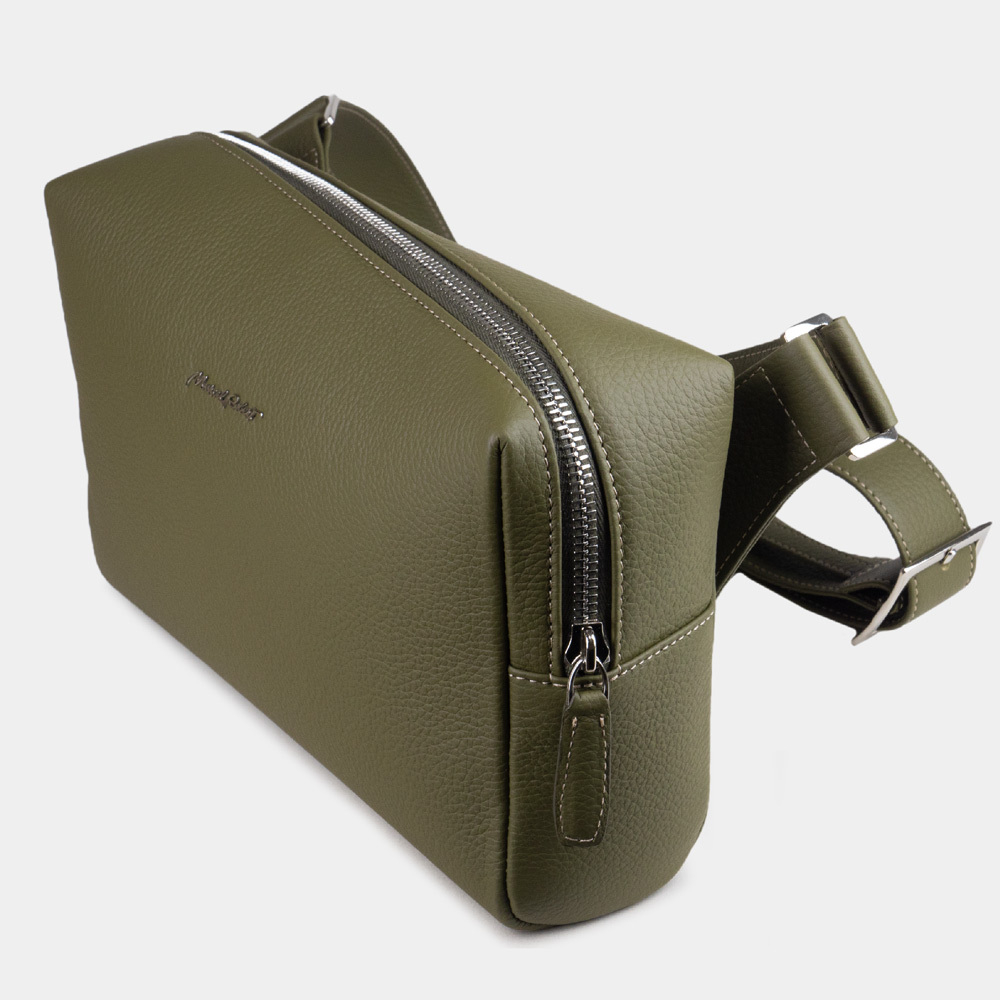 Сумка поясная Slash из кожи теленка, зеленого цвета