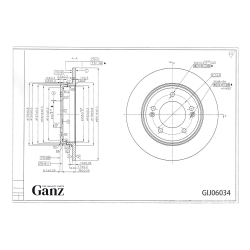 Диск тормозной GANZ задний с покрытием HYUNDAI Elantra Sedan / Veloster 2011 / D=262mm Арт.: GIJ06034