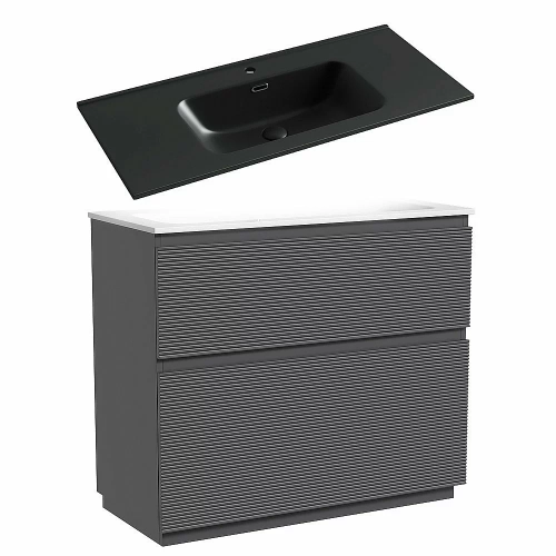 Тумба с раковиной Sancos FOLK Floor FL100FGS/CN7003MB 100 Grey soft